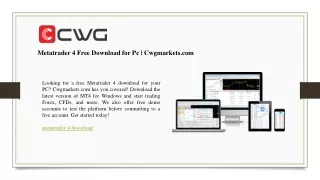 metatrader 4 free download for pc cwgmarkets com