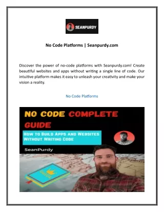 No Code Platforms  Seanpurdy