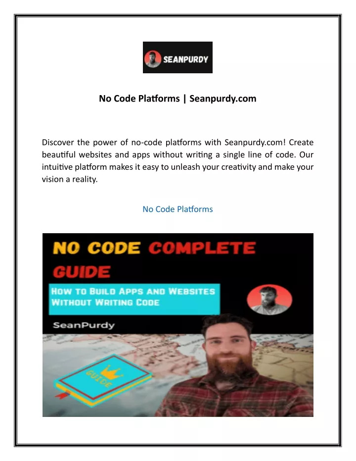 no code platforms seanpurdy com