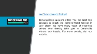 taxi tomorrowland festival tomorrowland taxi