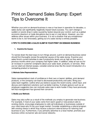 Print on Demand Sales Slump: Expert Tips to Overcome It