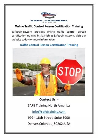 online traffic control person certification