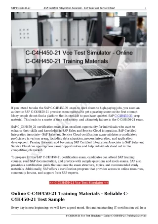 C-C4H450-21 Vce Test Simulator - Online C-C4H450-21 Training Materials
