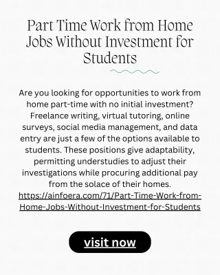 Part Time Work from Home Jobs Without Investment for Students