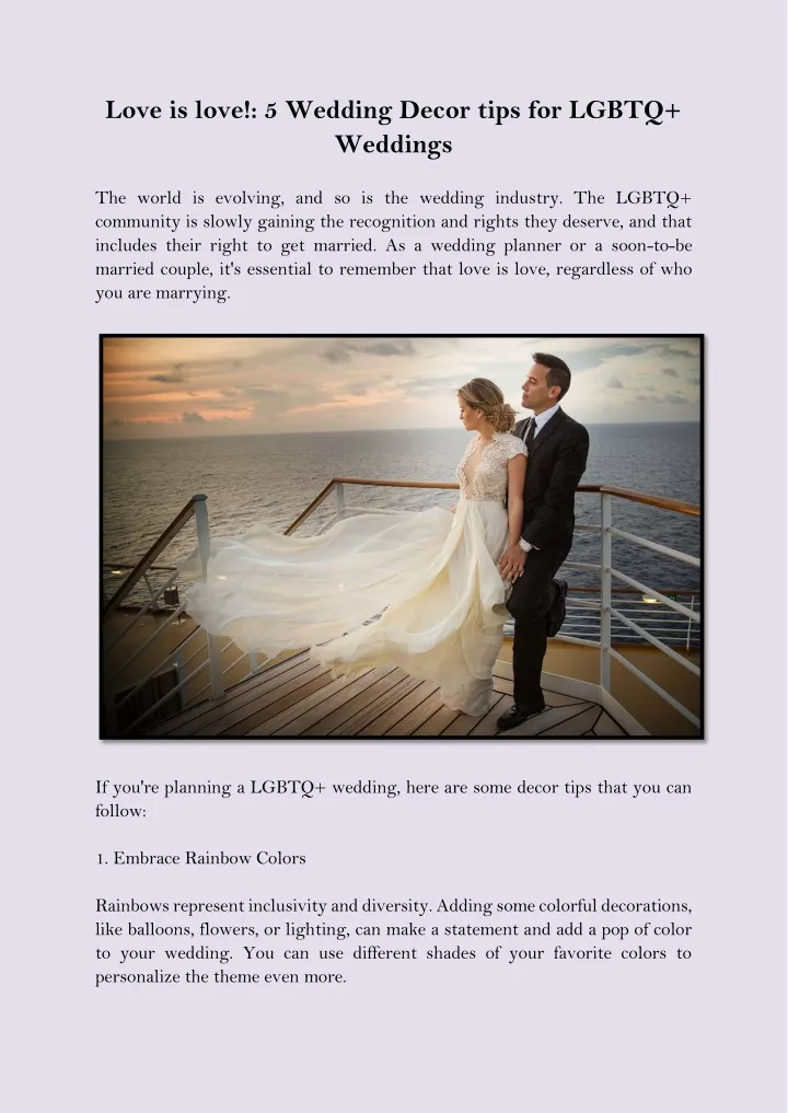 love is love 5 wedding decor tips for lgbtq