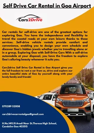 Self Drive Car Rental in Goa Airport