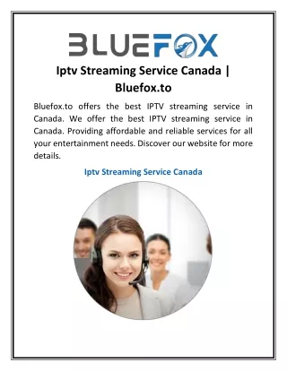 Iptv Streaming Service Canada | Bluefox.to