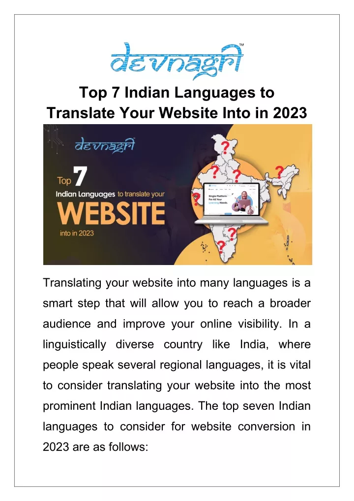 top 7 indian languages to translate your website