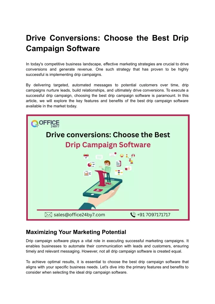 drive conversions choose the best drip campaign