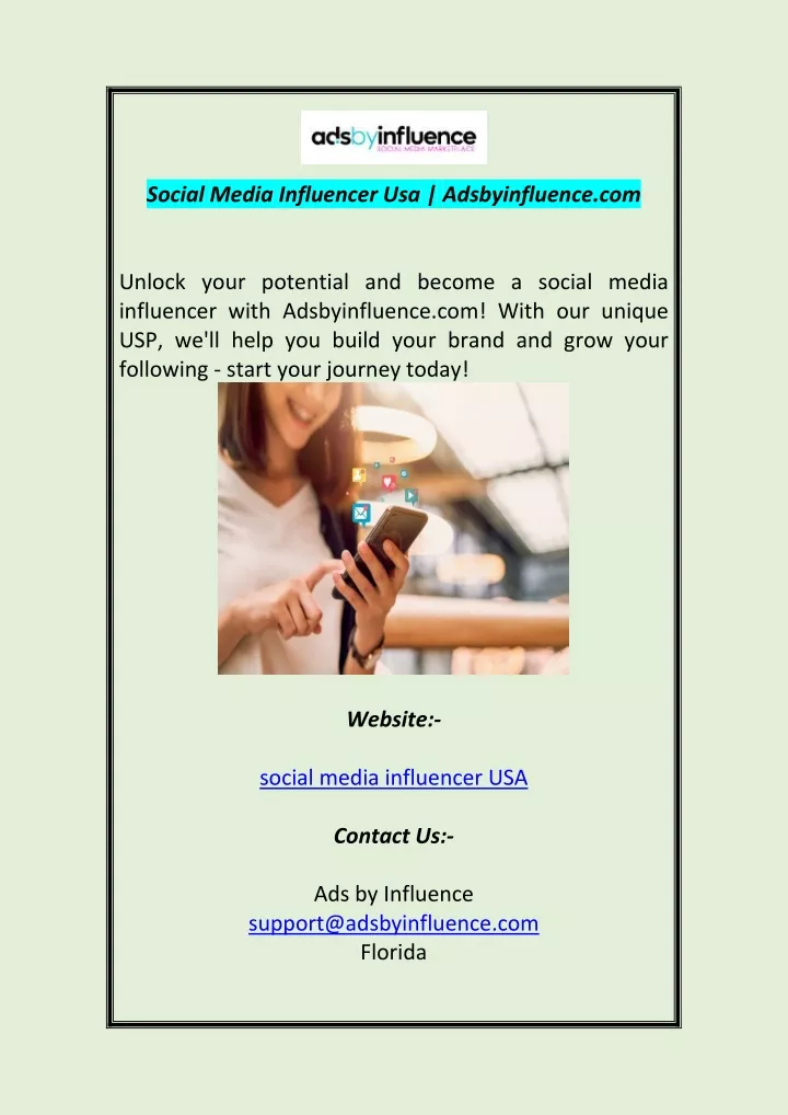 social media influencer usa adsbyinfluence com