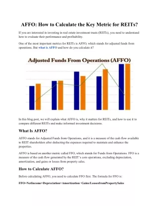 AFFO How to Calculate the Key Metric for REITs