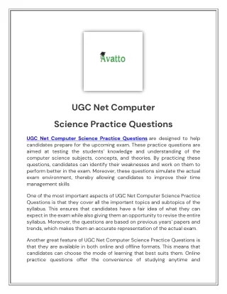 Computer Questions Answer - GATE-UGC NET |Avatto
