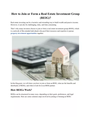 How to Join or Form a Real Estate Investment Group (REIG)