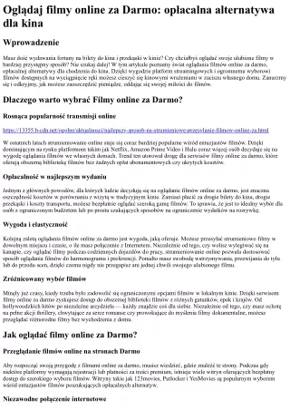 Oglądaj filmy online za Darmo: opłacalna alternatywa dla kina