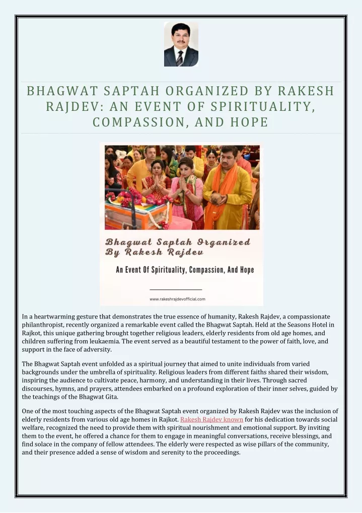bhagwat saptah organized by rakesh rajdev