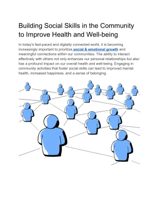 Building Social Skills in the Community to Improves Health and Well-being