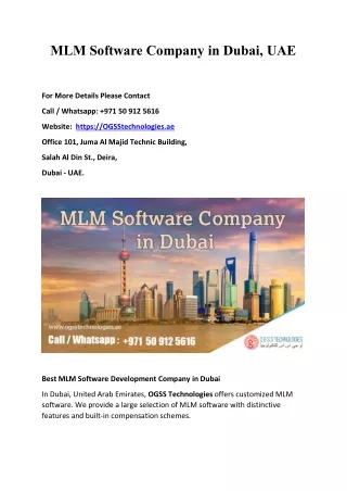 MLM Software Company in Dubai, UAE