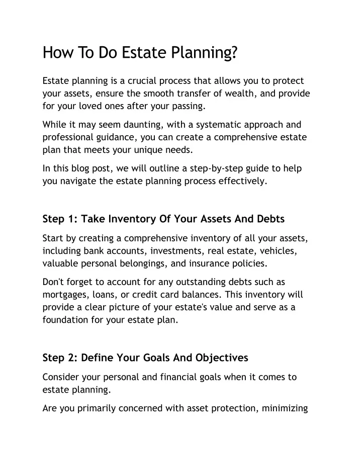 how to do estate planning