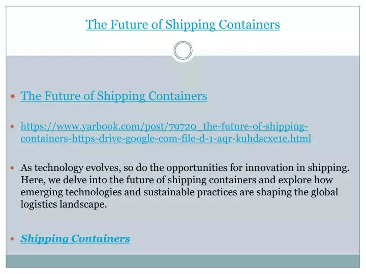 the future of shipping containers