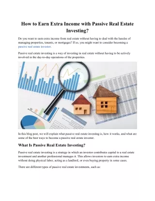 How to Earn Extra Income with Passive Real Estate Investing