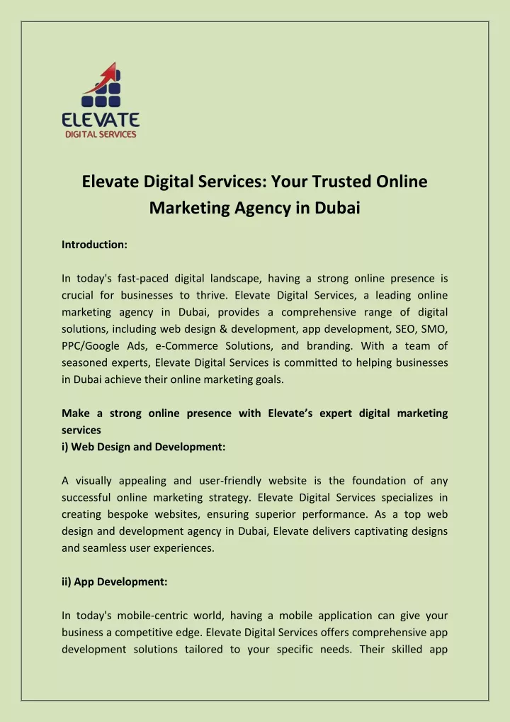 elevate digital services your trusted online