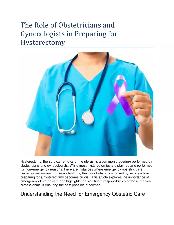 the role of obstetricians and gynecologists