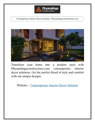 Contemporary Interior Decor Solution | Dhyanalingaconstructions.com