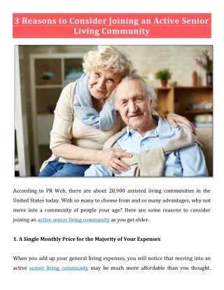 3 Reasons to Consider Joining an Active Senior Living Community