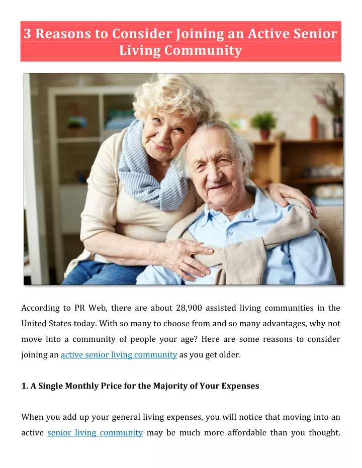 3 reasons to consider joining an active senior