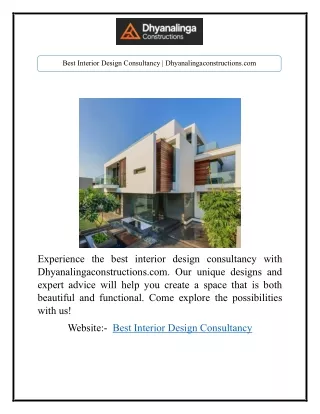 Best Interior Design Consultancy | Dhyanalingaconstructions.com