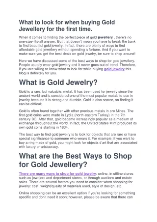 What to look for when buying Gold Jewellery for the first time