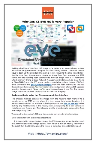 Why IOS XE EVE NG is very Popular