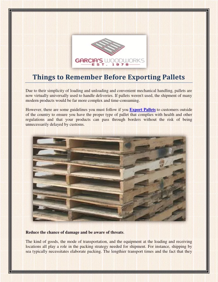 things to remember before exporting pallets