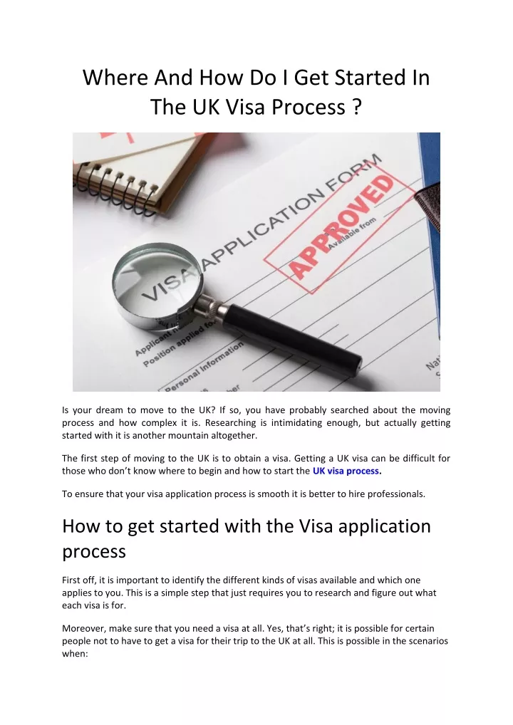 where and how do i get started in the uk visa