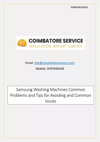 Samsung Washing Machines Common Problems and Tips for Avoiding and Common Issues