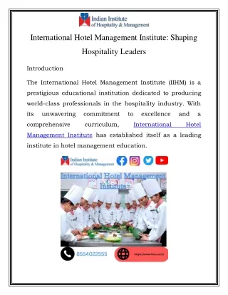 International Hotel Management Institute Call-9011413447