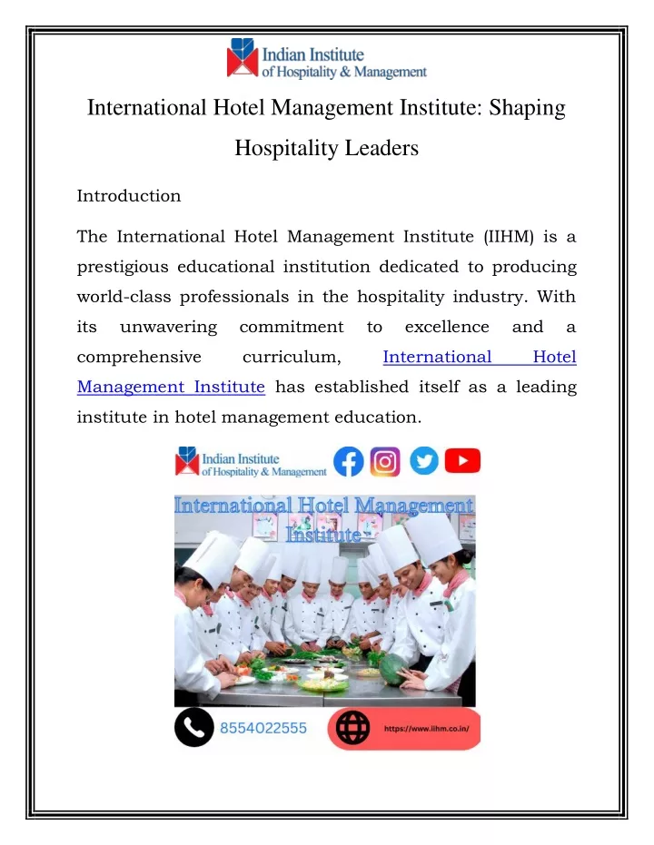 international hotel management institute shaping