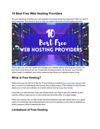 10 Best Free Web Hosting Providers