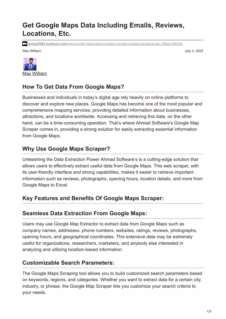 get google maps data including emails reviews