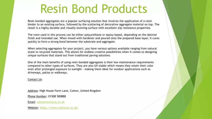 resin bond products