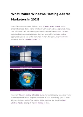 Windows Hosting Apt for Marketers in 2021
