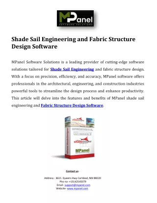 Shade Sail Engineering and Fabric Structure Design Software