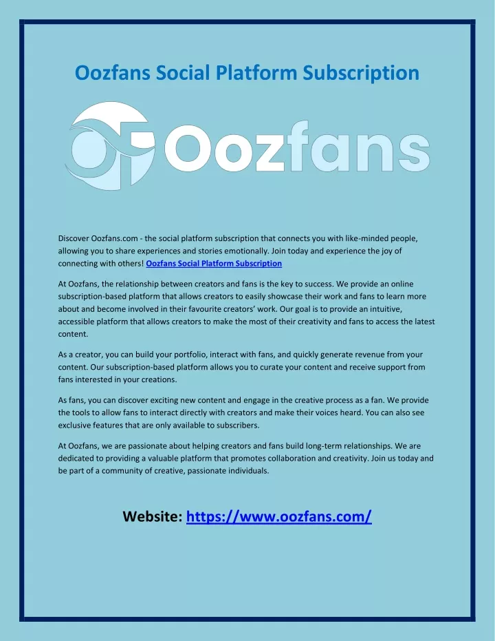 oozfans social platform subscription