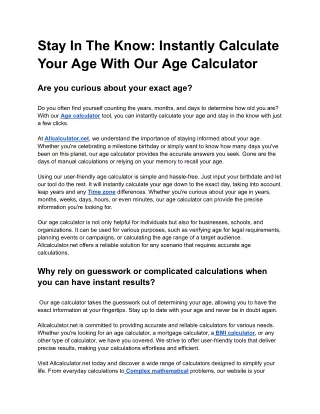 stay in the know instantly calculate your