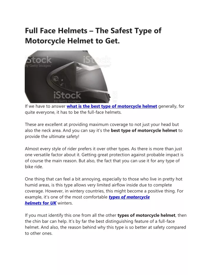 full face helmets the safest type of motorcycle