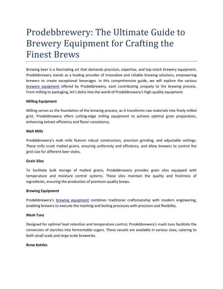 prodebbrewery the ultimate guide to brewery