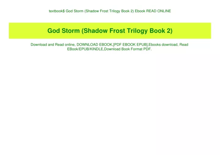 textbook god storm shadow frost trilogy book