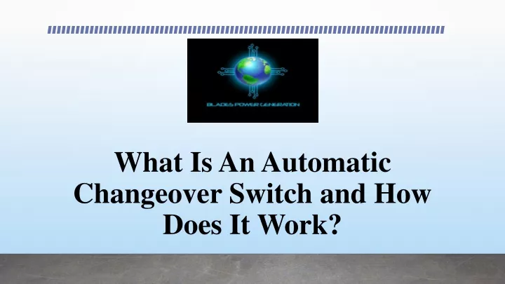 what is an automatic changeover switch and how does it work