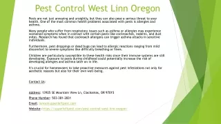 Pest Control West Linn Oregon