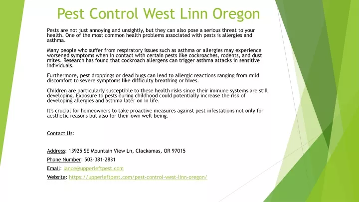 pest control west linn oregon